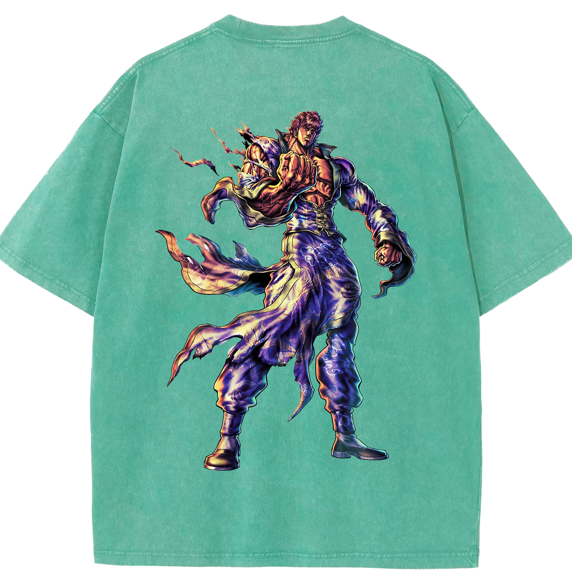 （画像用） 北斗の拳 Fist of the North Star 綿100% ヴィンテージ風 半袖Tシャツ（背面プリント）